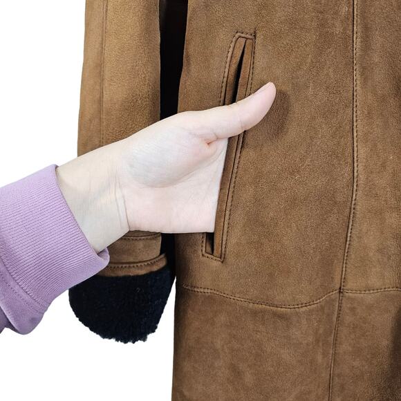 Christia Coat Brown Sheepskin Shearling Jacket Italy Bohemian Hippie Embroidered - Picture 5 of 16